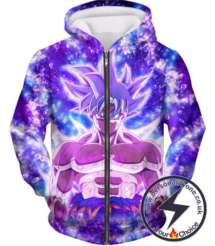 Dragon Ball Super Awesome Ultra Instinct Goku Cool Anime Promo Graphic Zip Up Hoodie